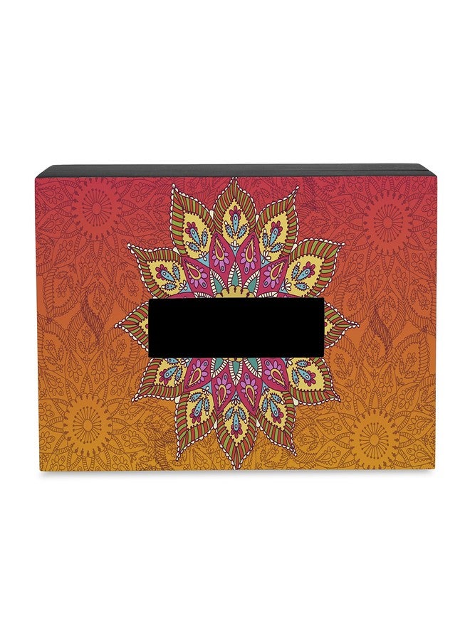 BRAHMA DESIGN حامل مناديل ورقية بتصميم براهمة | ماندالا برتقالية | علبة مناديل ورقية خشبية وحامل مناديل | علبة مناديل للمنزل | حامل مناديل للسيارة | علبة مناديل قابلة لإعادة التعبئة للسيارة | المقاس: 9 × 5 × 2.75 بوصة - Image 5